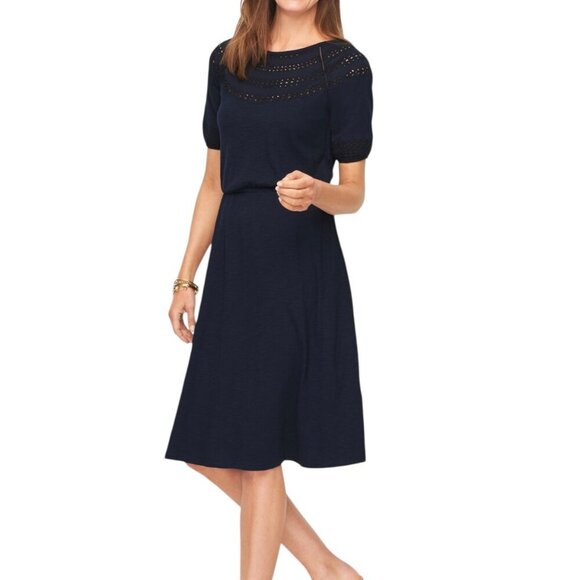 Talbots Dresses & Skirts - Talbots 3X Navy Eyelet Slub Knit Fit & Flare Dress Plus